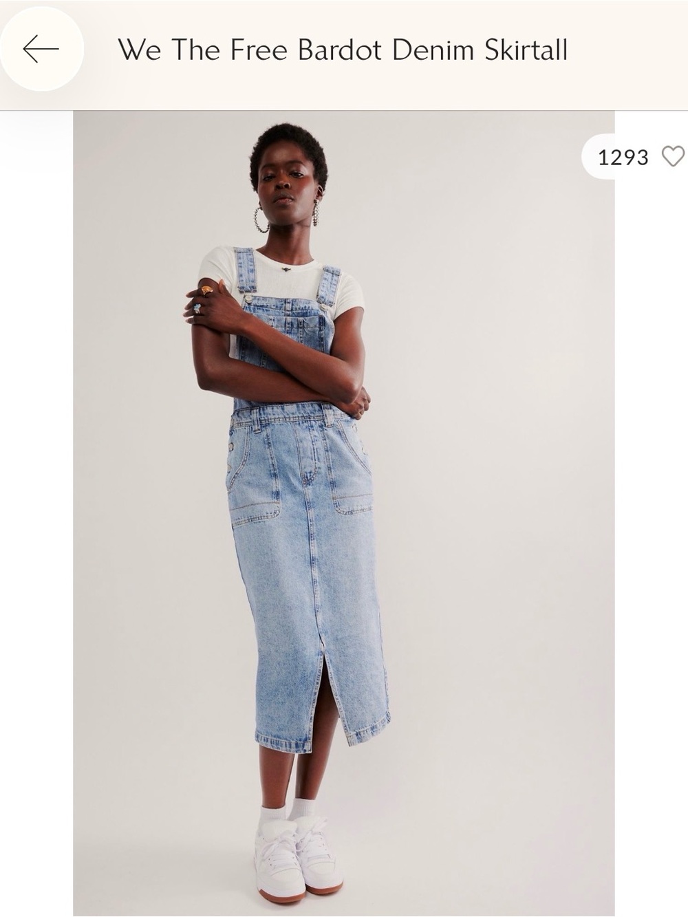 Free People Light Wash Denim Skirtall Overall Dress